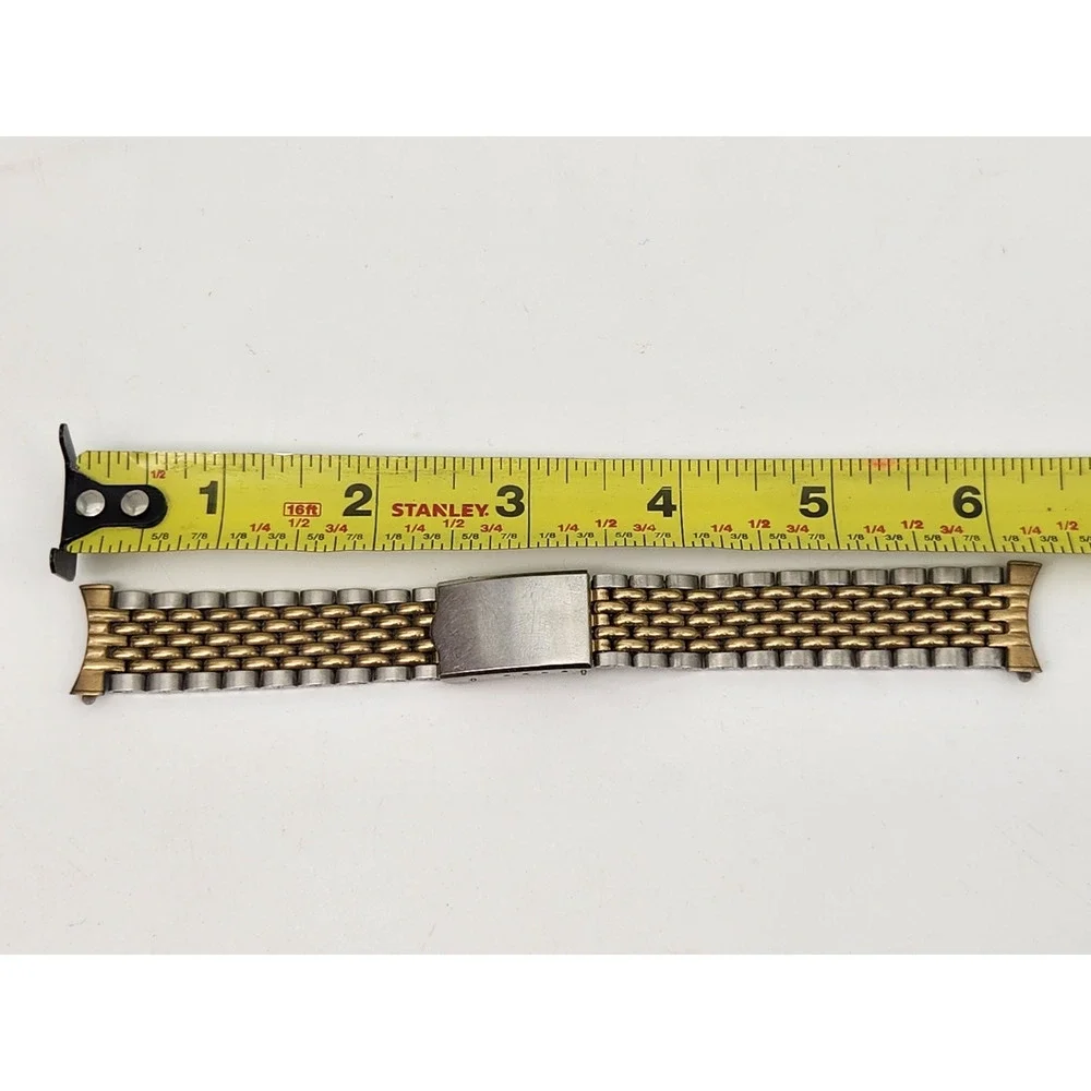 Vtg Spidel Beads of Rice Two Tone 10k RGP Stainless Steel Watch Bracelet 19 mm